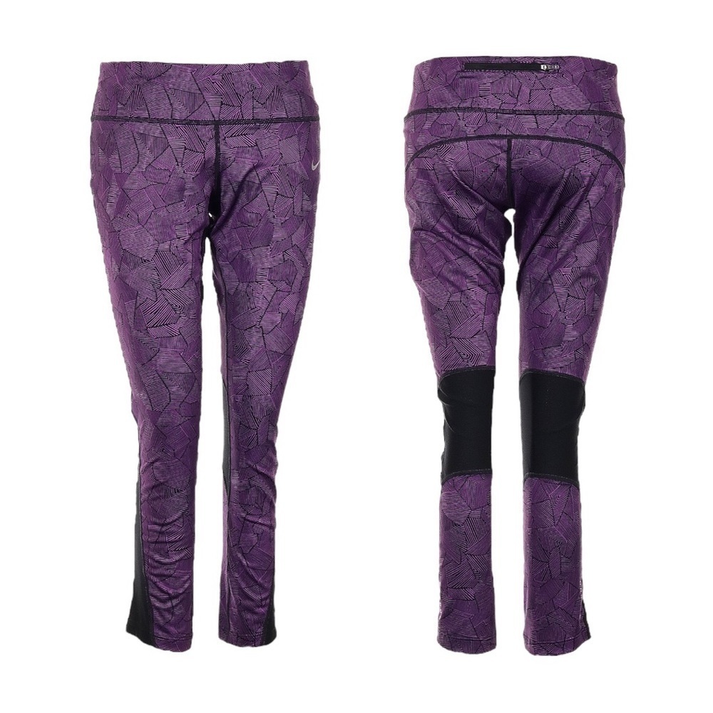 🌺 Nike Dri Fit Abstract Purple Running Crop Leggings Size S